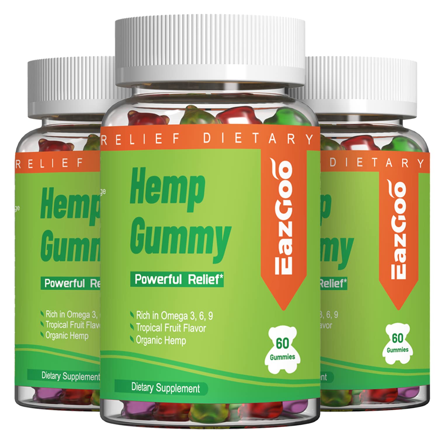Natural Hemp Gummies 2,000,000 XXL Extra Strength - 180 Counts 60 Count (Pack of 3)