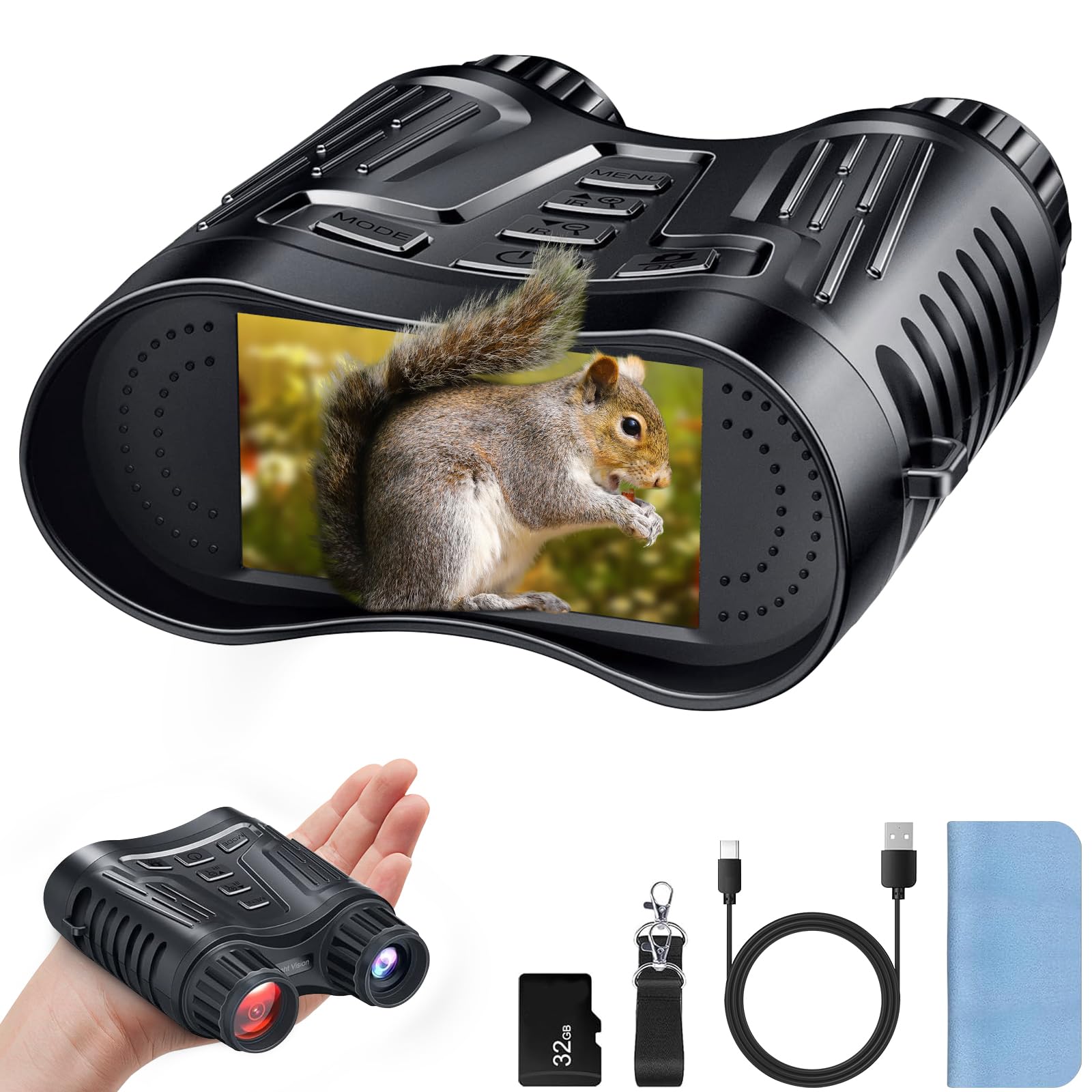 Sponsored Ad – Night Vision Binoculars Goggles Camera - 4K 3.2’’ TFT LCD Infrared Night Vision Scope 300M for Hunting with 32GB Card 8X Digital Zoom 2600mAh Rechargeable 7 Adjustable IR Levels, for Adult