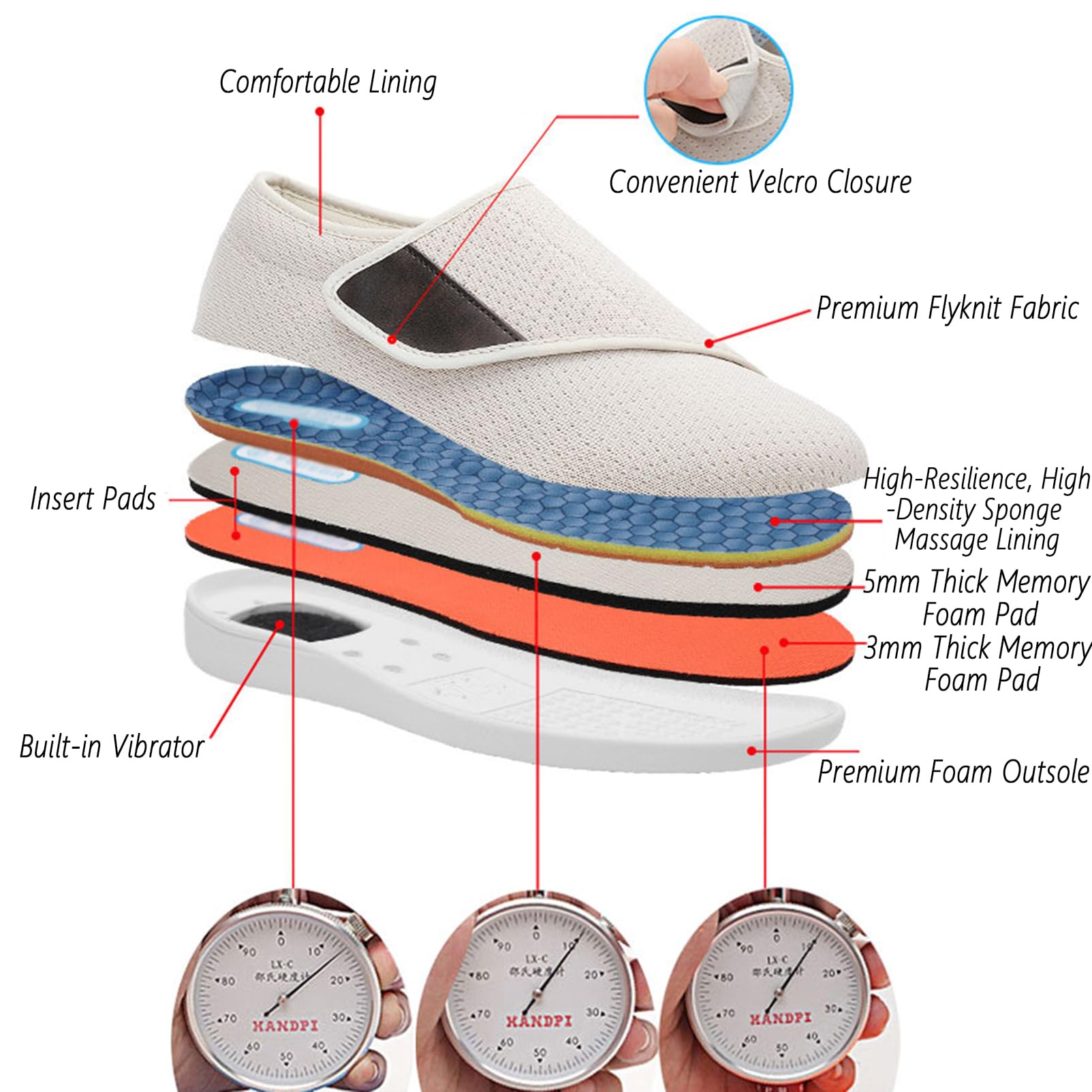 Scarpe Diabetici Uomo Donna Calzature Alluce Valgo, Scarpe Ortopediche Terapeutiche, Scarp Casual Ammortizzate Ad Aria, Ciabatte Estive Anziani Piedi Gonfi Uso Interno Ed Esterno