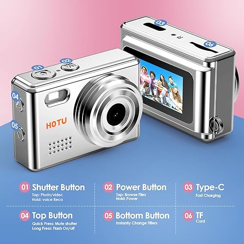 Miniatura 9 de Mini cámara digital con llavero, mini cámara Y2K de tamaño bolsillo, cámara pequeña de 2 MP 1080P con tarjeta de 32 GB, grabadora de video con