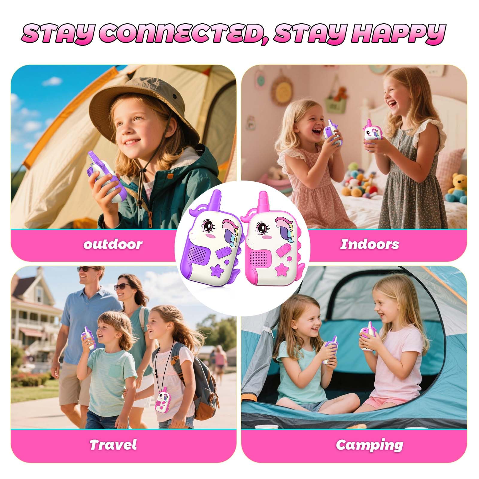 Walkie-Talkie Bambini Ricaricabili, Giocattoli Bambina 3 4 5 6 7 8 Anni Unicorno Walkie Talkie Regalo Bimba 3-8 Anni GiochiBambino Bambina 3-8 Anni Regalo Regali di Compleanno per Ragazzi Ragazze