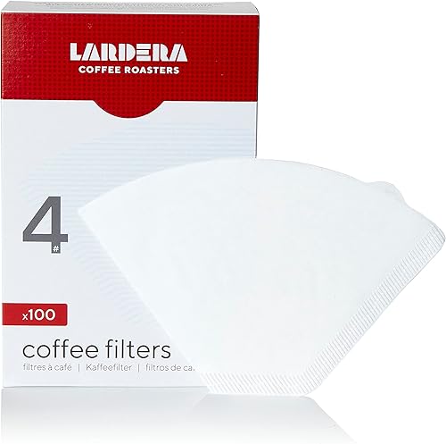 Lardera #4 Filtros de café blancos blanqueados con oxígeno, 100 unidades