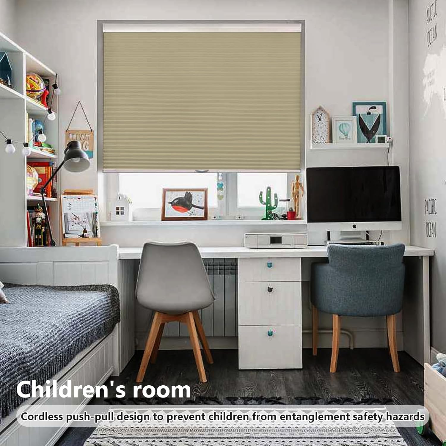 Custom Blackout Cellular Shades Window Shades, Honeycomb Blinds Noise Reduction Thermal Insulated for Home Easy Lift Room Darkening Accordion Blinds for Door Home(Size:20" W*48" H,Color:E)