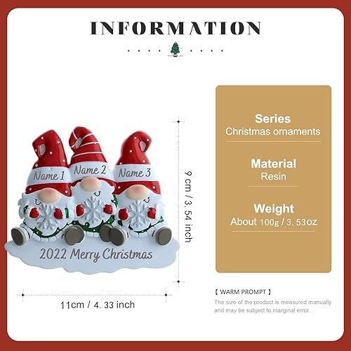 Miniatura 2 de Adornos de Navidad personalizados, adornos de Navidad 2023, adornos de gnomo con nombre de familia grabados personalizados para decoración del árbol