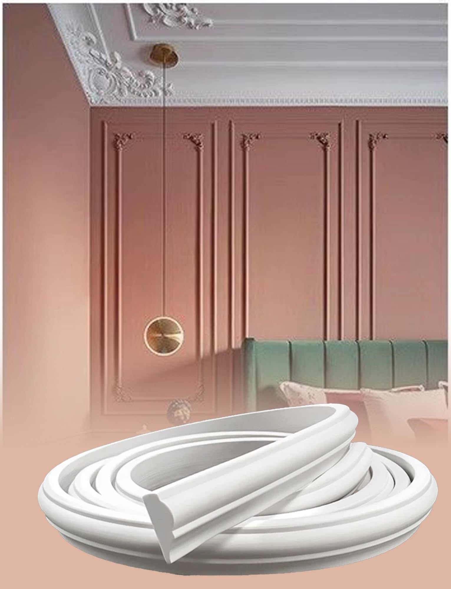 Moldura de pared flexible autoadhesiva tramos rectos varios tamaños 5cm ancho