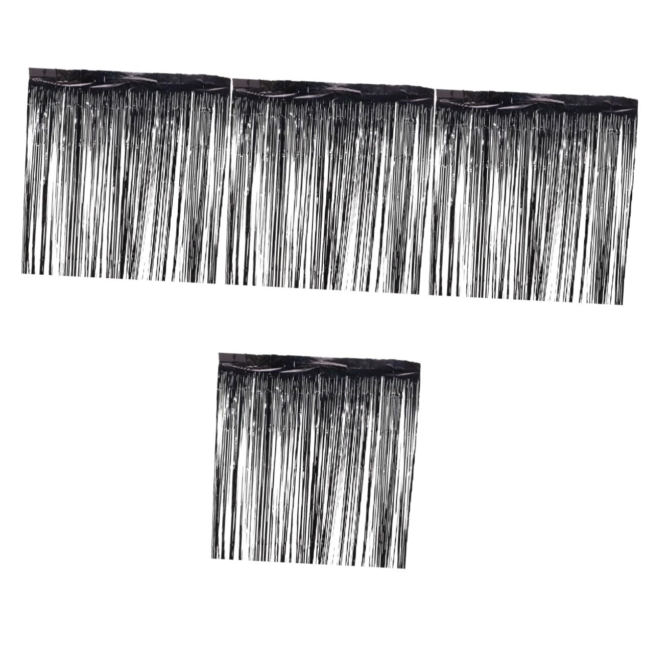 8 Piezas Cortinas de Flecos Negras para Fiestas de Decorativas para Cumpleaños con Material Pet Ligero y Resistente