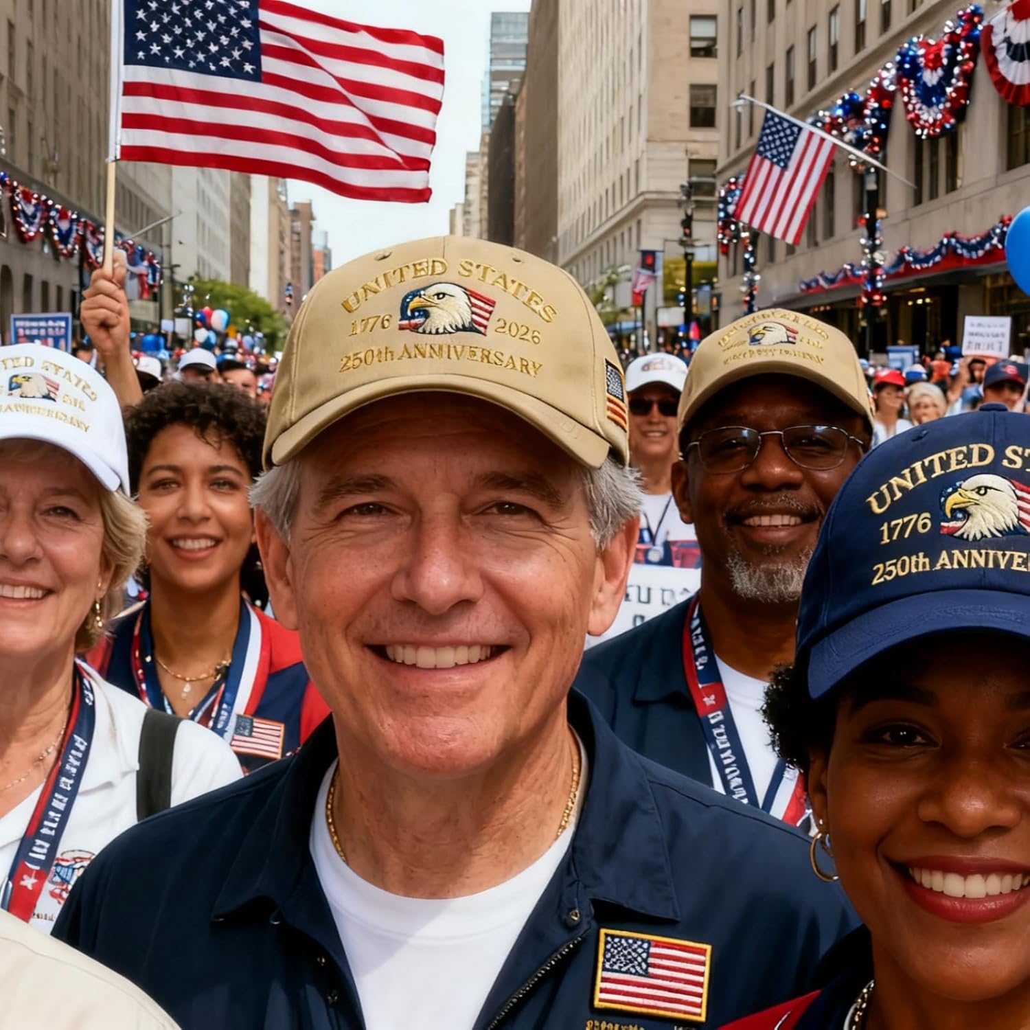 American Flag Baseball Cap, United States 250th Anniversary Hat, Adjustable Fit Patriotic USA Denim Trucker Hat for Men Women - Image 4