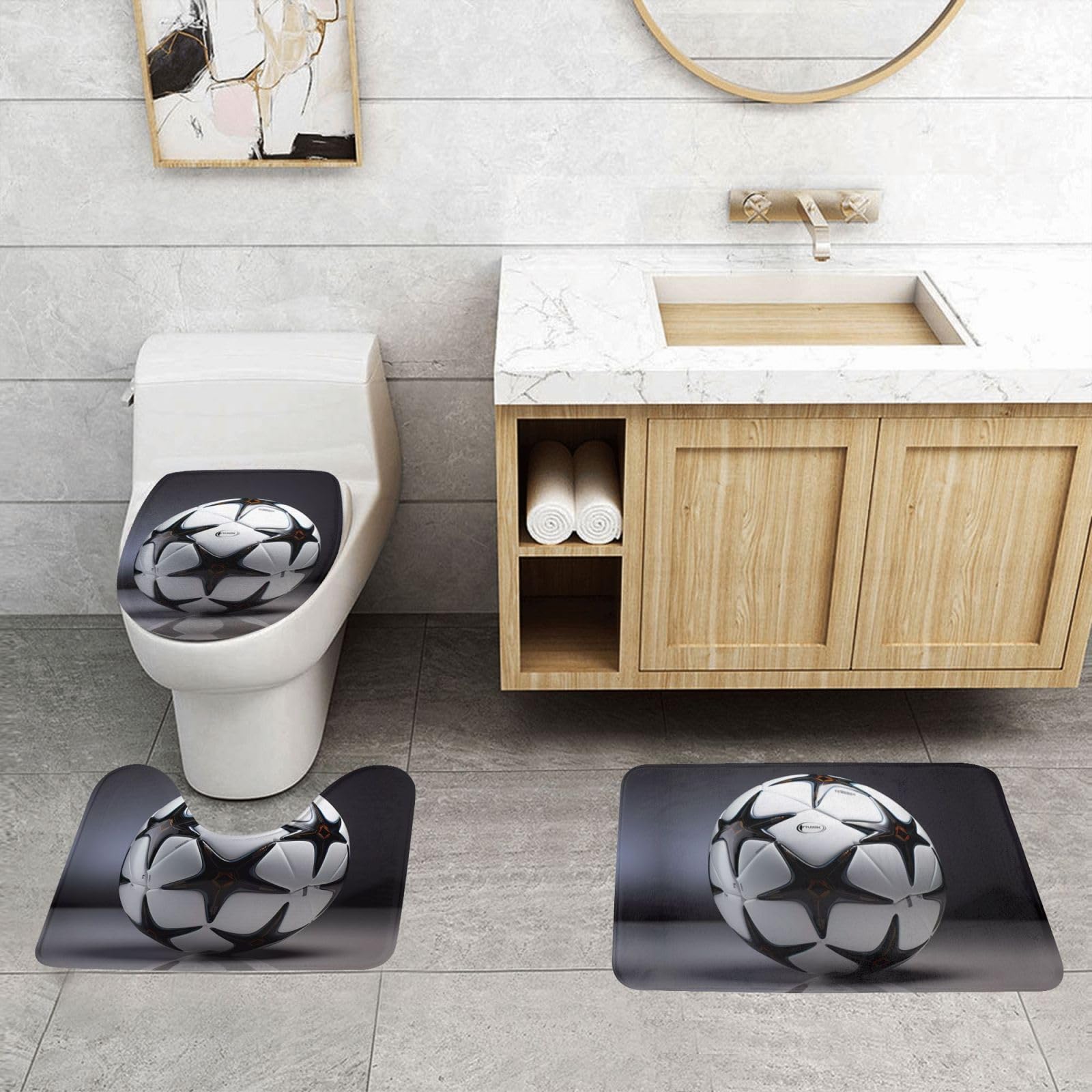 Tapete de ducha absorbente PHAYAH que evita resbalones con diseño de fútbol