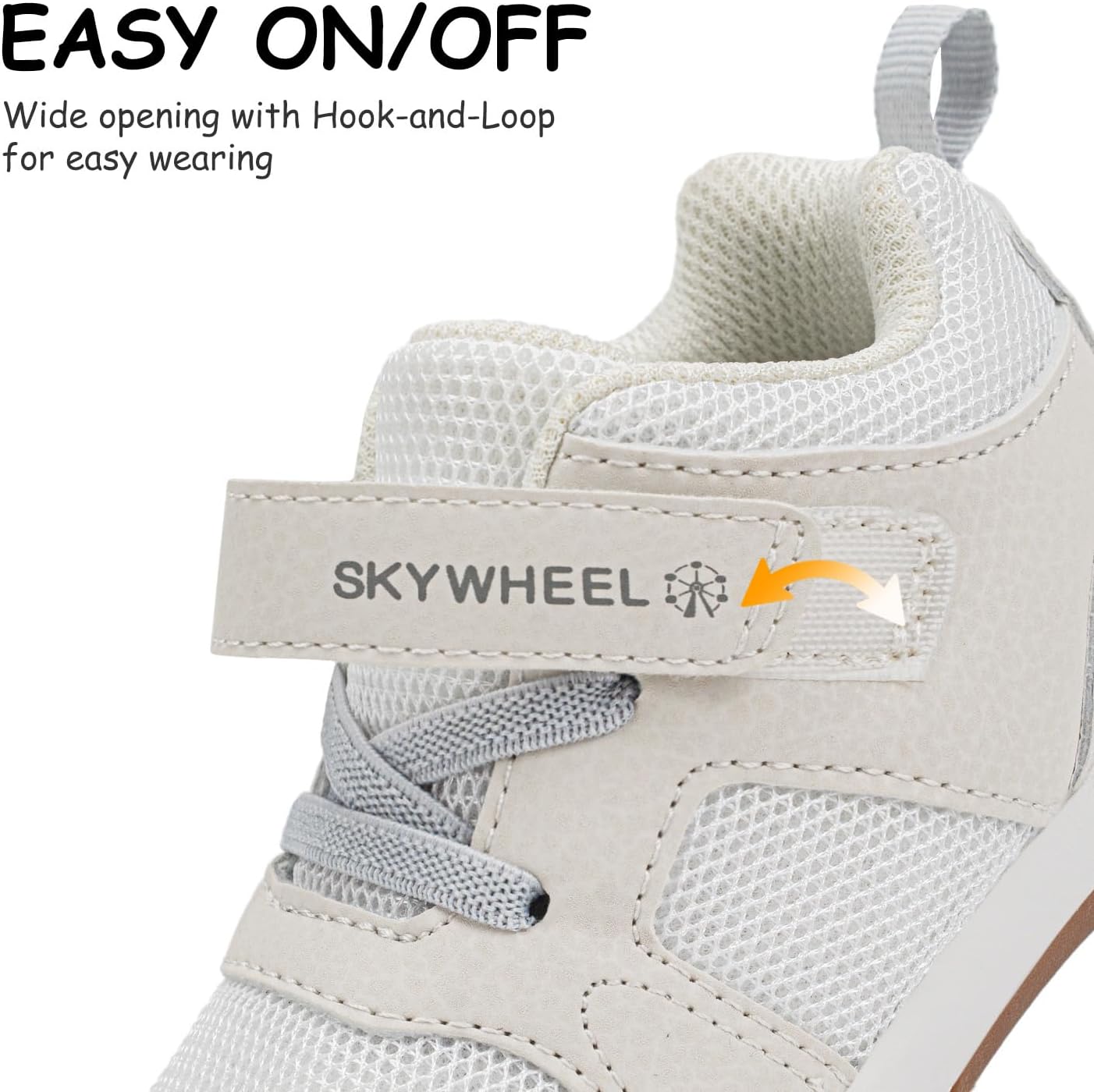 SKYWHEEL Toddler Boy Shoes Mid-Top Sneakers Tennis Shoes for Everyday Wear | Comfort Easy On & Off Lightweight Wide Toe Box Breathable Mesh Non-Slip Flexible Outsole Hook & Loop Wide Opening Quick-Dry