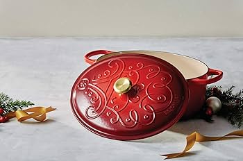 ル・クルーゼ　サンタレリーフ　チェリーレッド シグニチャー ココット・ロンド 24cm チェリーレッド (シルバー