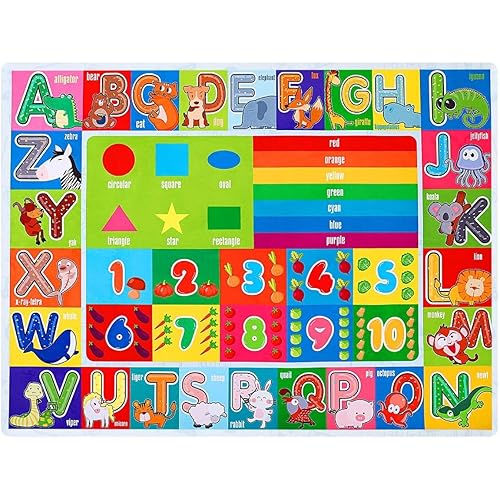 IMIKEYA Playtime Collection ABC, Numbers and Shapes Educational Area Rug Soft Toddlers Kids Play Rug Mat Learning Mat for Classroom Bedrooms 78x59 Inch