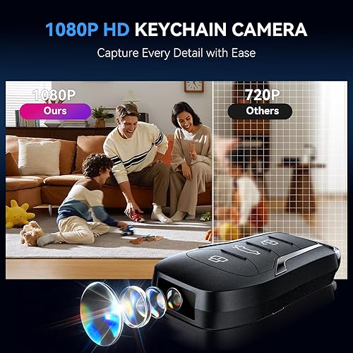 Miniatura 3 de Cámara de niñera 64G 1080P HD para seguridad del hogar, cámara de batería larga, cámara recargable para llave de automóvil con grabación en bucle,