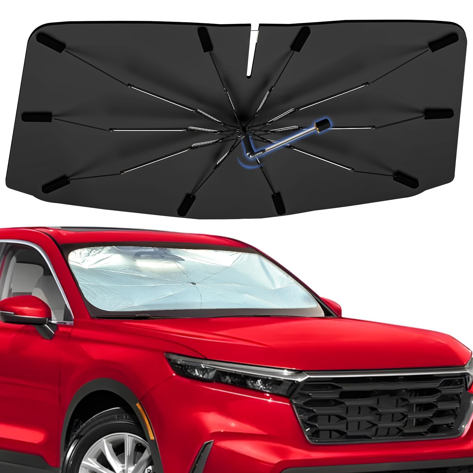 Windshield Sun Shade Umbrella for Honda CRV 2023-2026, 360 Rotation Car Sunshade for Front Window, Highly Reflective Sun Shield Visor for UV
