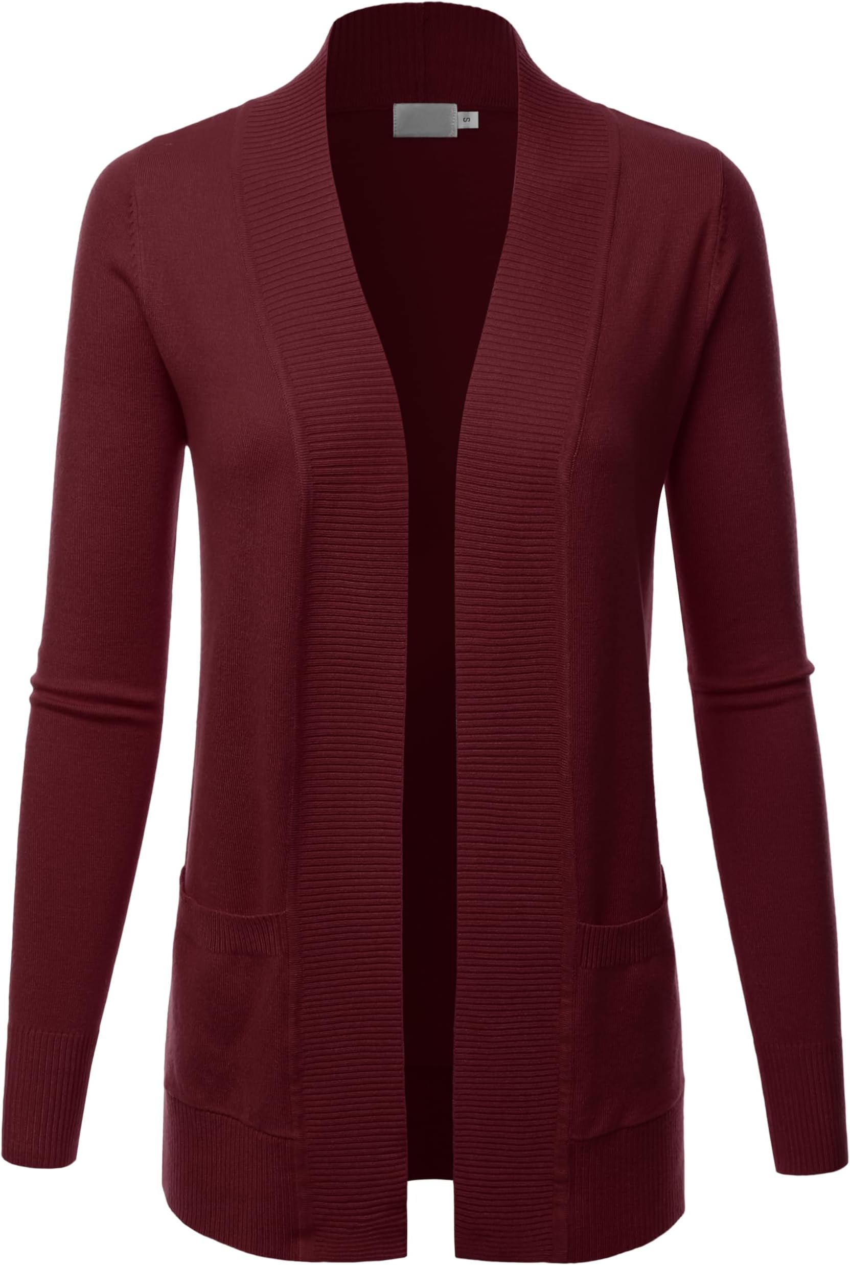 Women's Open Front Pockets Knit Long Sleeve Sweater Cardigan(S~3XL)