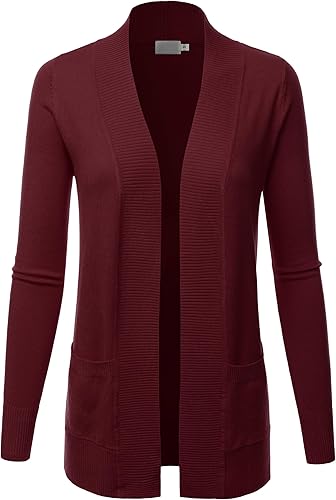 LALABEE Cárdigan de punto de manga larga con bolsillos delanteros abiertos para mujer (S3XL)