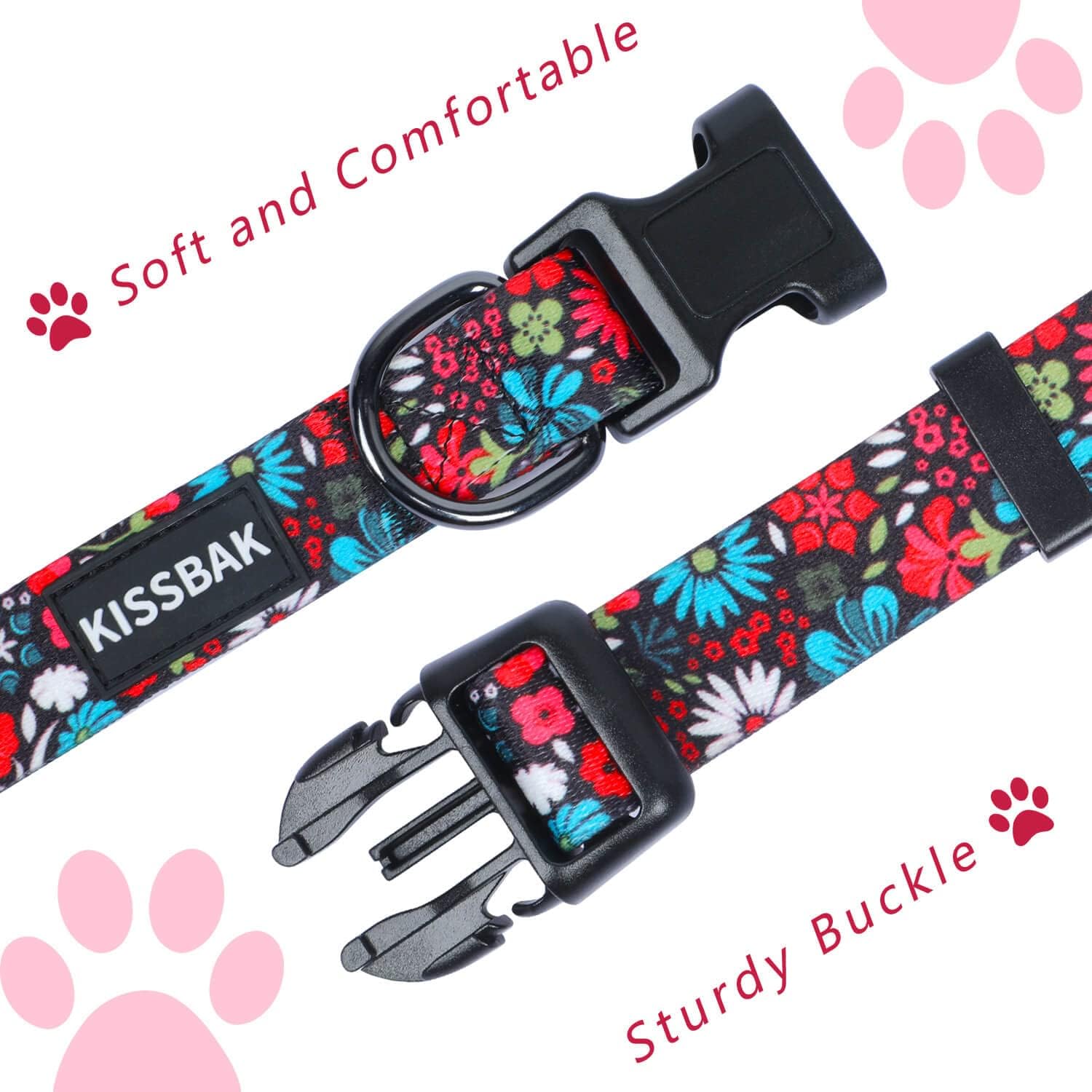 KISSBAK Dog Collar for Small Dogs - Special Design Puppy Collar Cute Small Girl Dog Female Pet Collar Soft Adjustable Fancy Floral Dog Collar for Puppies (S, Floral Red) : Pet Supplies