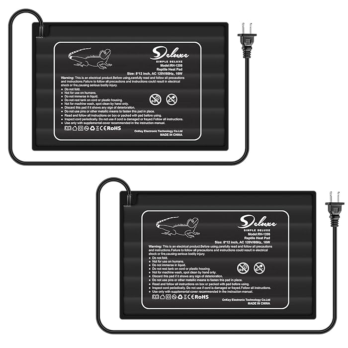 Buy Simple Deluxe 2 Pack Reptile Heat Pad Under Tank Heater 8 X 12 Inch 16W Terrarium Warmer