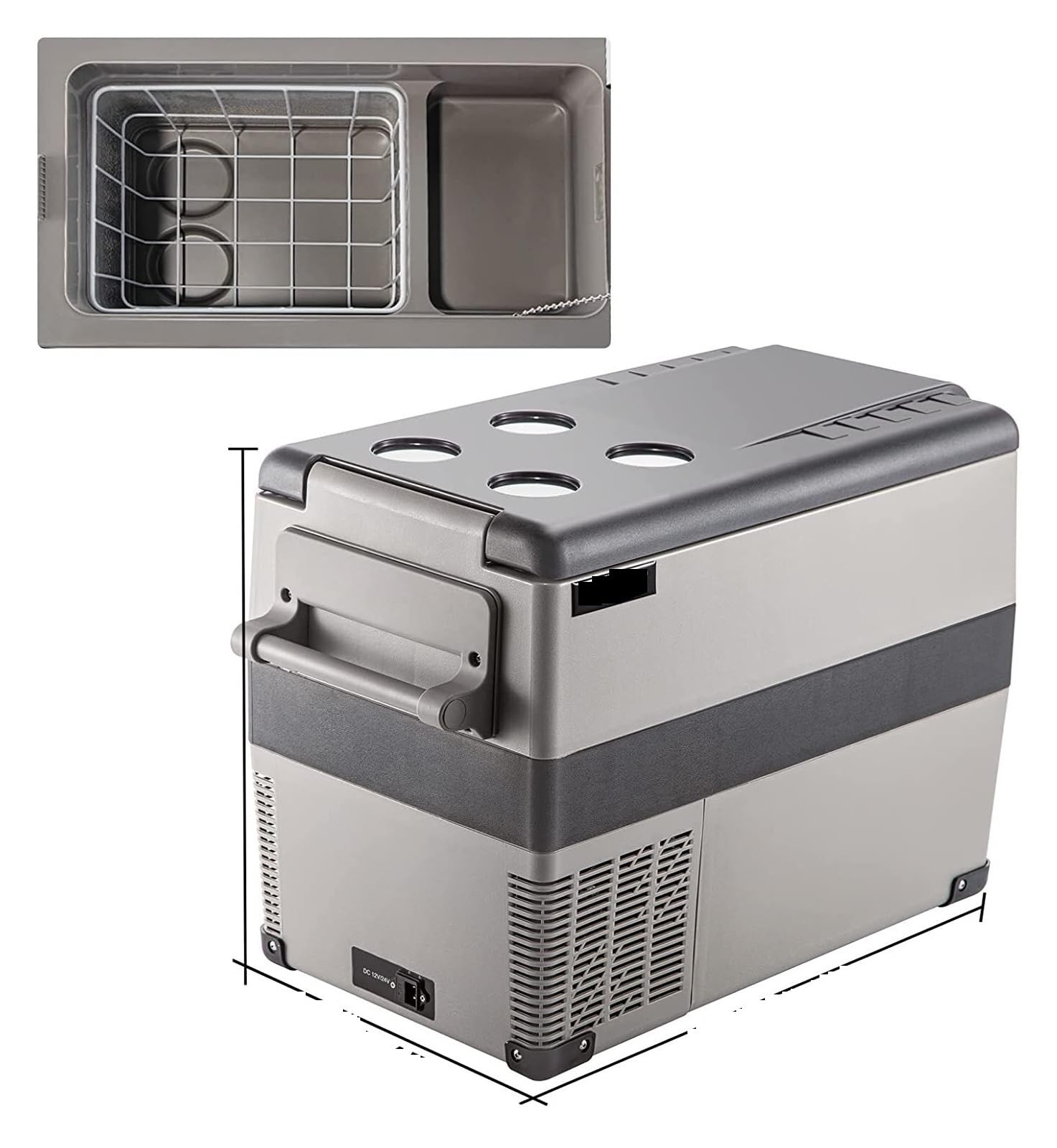 Aubest Gray 45L Upgrade 35L 45L 55L Portable Dual Zone Compressor Car Camping Fridge Car Refrigerator Freezer Vehicle Truck Rv Boat(Gray 45L)