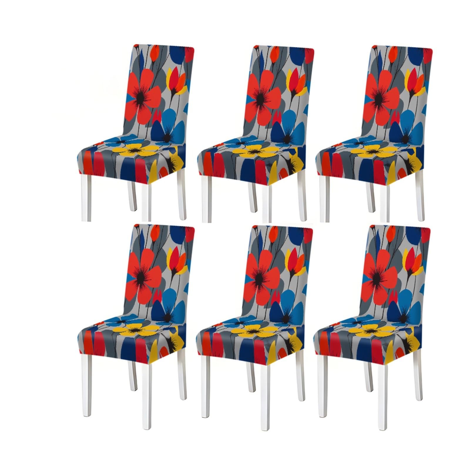 KXUAUV Abstract Floral Print Stretch Dining Chair Covers, For Home Kitchen Dining Room Party, 2/4/6 PCS Seat Protectors for Restaurant Hotel Party(6PCSChair cover)