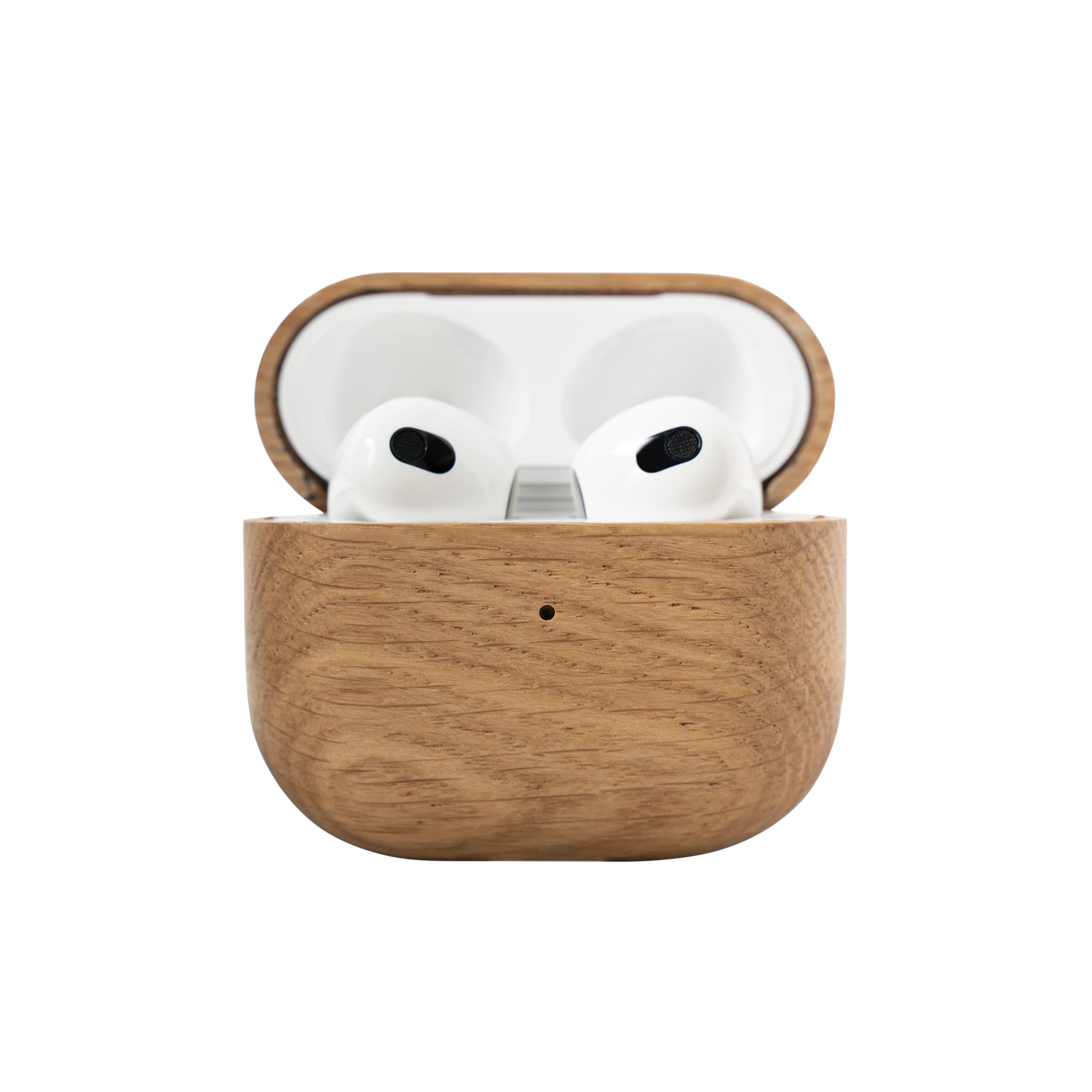 OAKYWOOD Eiche Kopfhörer Schutzhülle kompatibel mit AirPods 3 handgefertigt aus Echtholz und mit natürlichen Ölen beschichtet Fallschutz kompatibel mit Qi/Magsafe