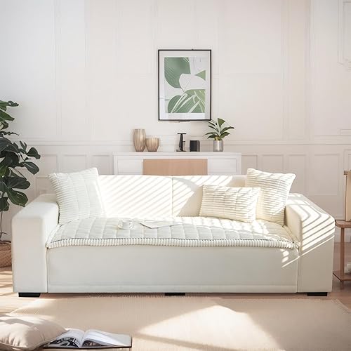 LiveGo Fundas mullidas para sofá, para mascotas, protector de sofá para perros, funda protectora elegante de algodón, tapete para mascotas (blanco