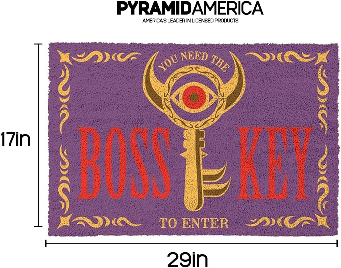 Pyramid America - Zelda Rug - The Legend of Zelda Boss Key Coir Doormat - 29" x 17" Indoor/Outdoor Entry Mat with Non-Skid Back Durable & Easy to Clean for Entryway, Kitchen, Patio Decor & Home Decor