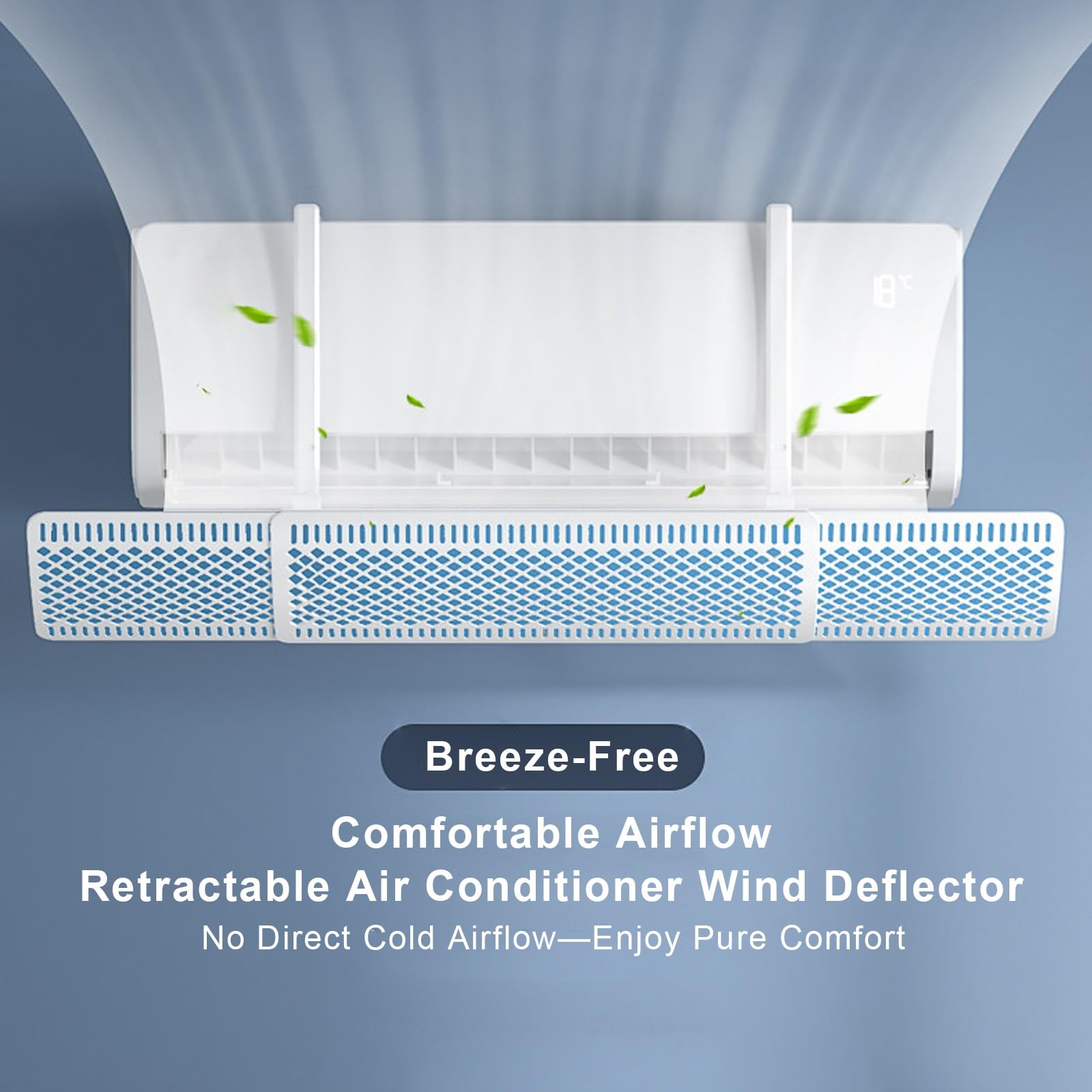 Deflettori Condizionatore, Estensibile, per la Direzione del Flusso d'Aria | Materiale ABS, Design a Fori Fitti, per Casa e Ufficio, Struttura Stabile (Bianco, 56–97x16cm)