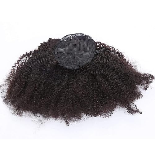 Miniatura 9 de Extensiones de cola de caballo de cabello humano, onda de maíz, afro, rizado, lacio, rizado, con cordón, cabello humano ondulado de maíz, pieza de
