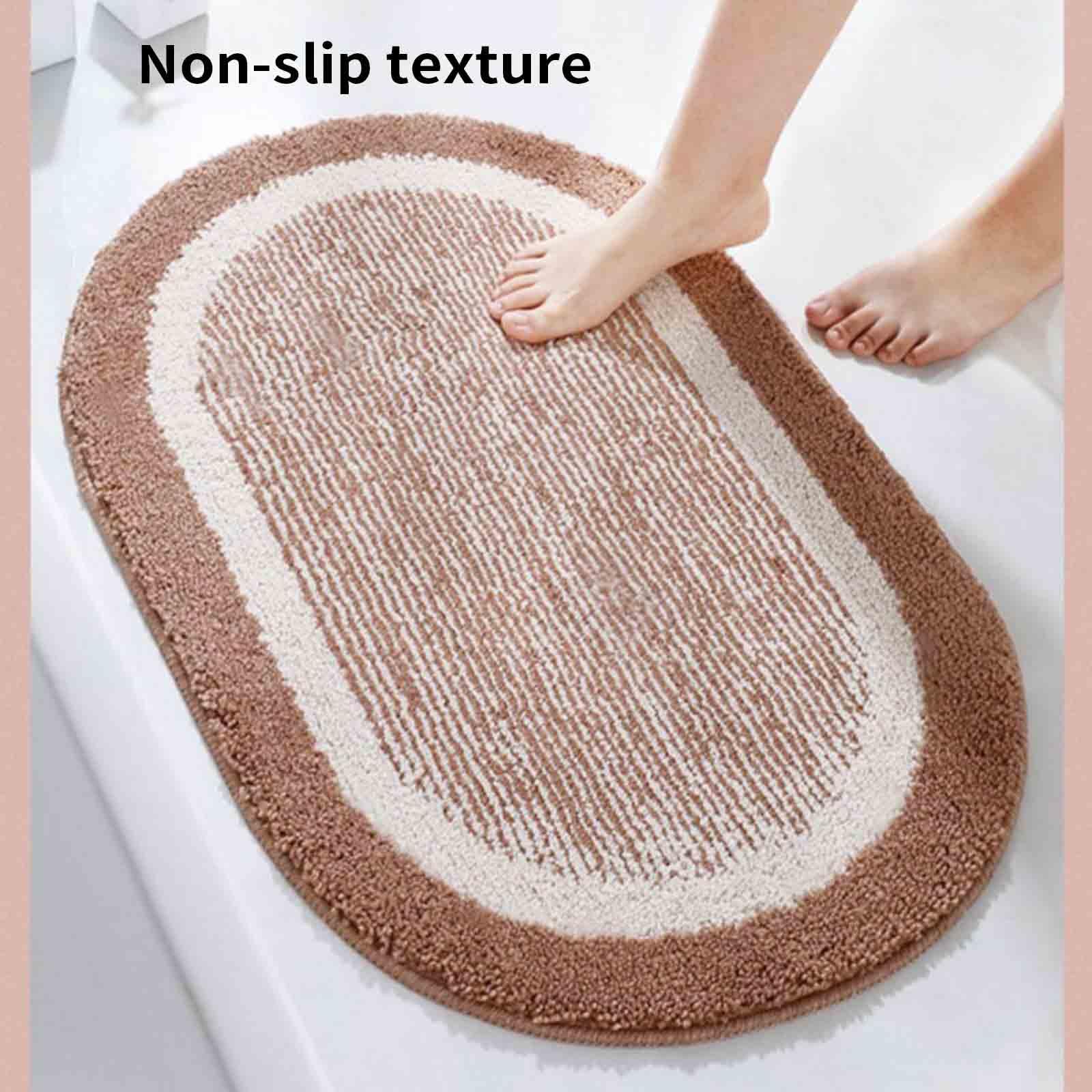Badezimmerteppich Badematte rutschfest Badvorleger Badteppich Badematten Badteppiche Bath Mat Badezimmermatte Grau Dicke Fußmatte Oval Waschbar (Grey,60x90cm)