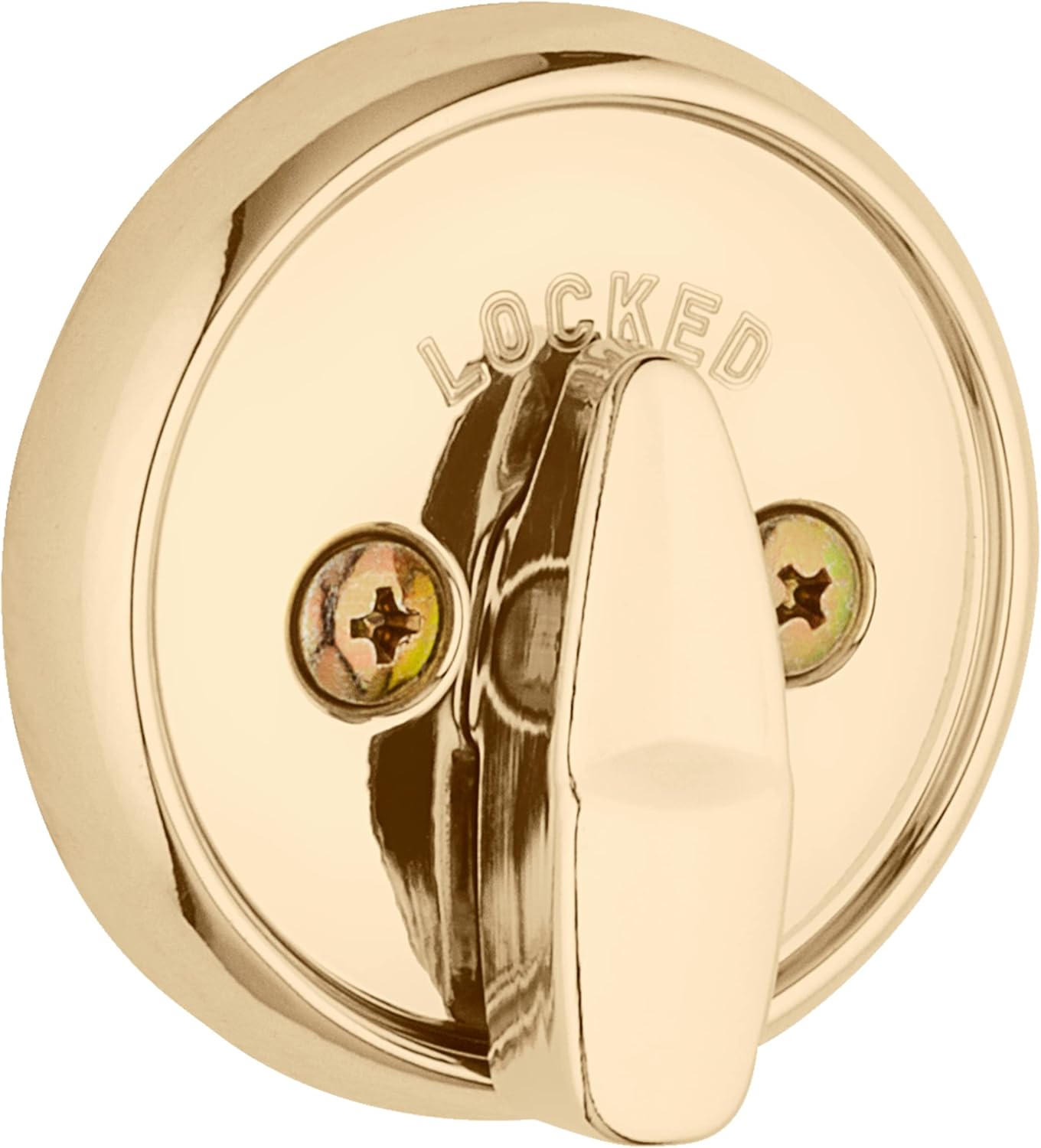Kwikset 780 Deadbolt Lock, Polished Brass Round Exterior Keyed Front Entry Door, Pick Resistant SmartKey Rekey Security, Single Cylinder Dead Bolt, with Microban Protection