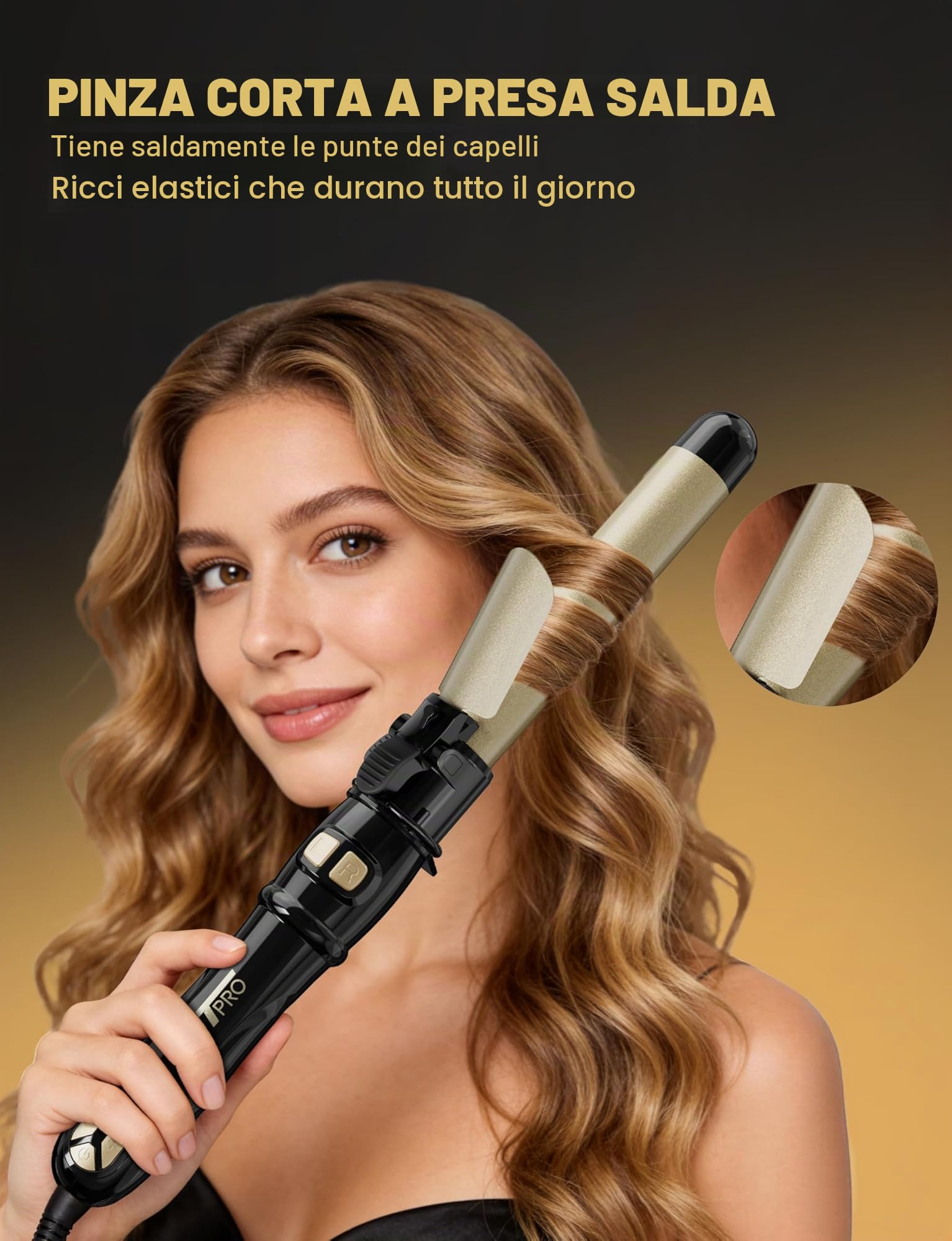Ferro Arricciacapelli Automatico 28mm – Ferro Per Capelli Professionale Onde Larghe Con 14 Livelli Di Calore (100 – 230 °C), Display LED, Riscaldamento Rapido 30s, Spegnimento Automatico