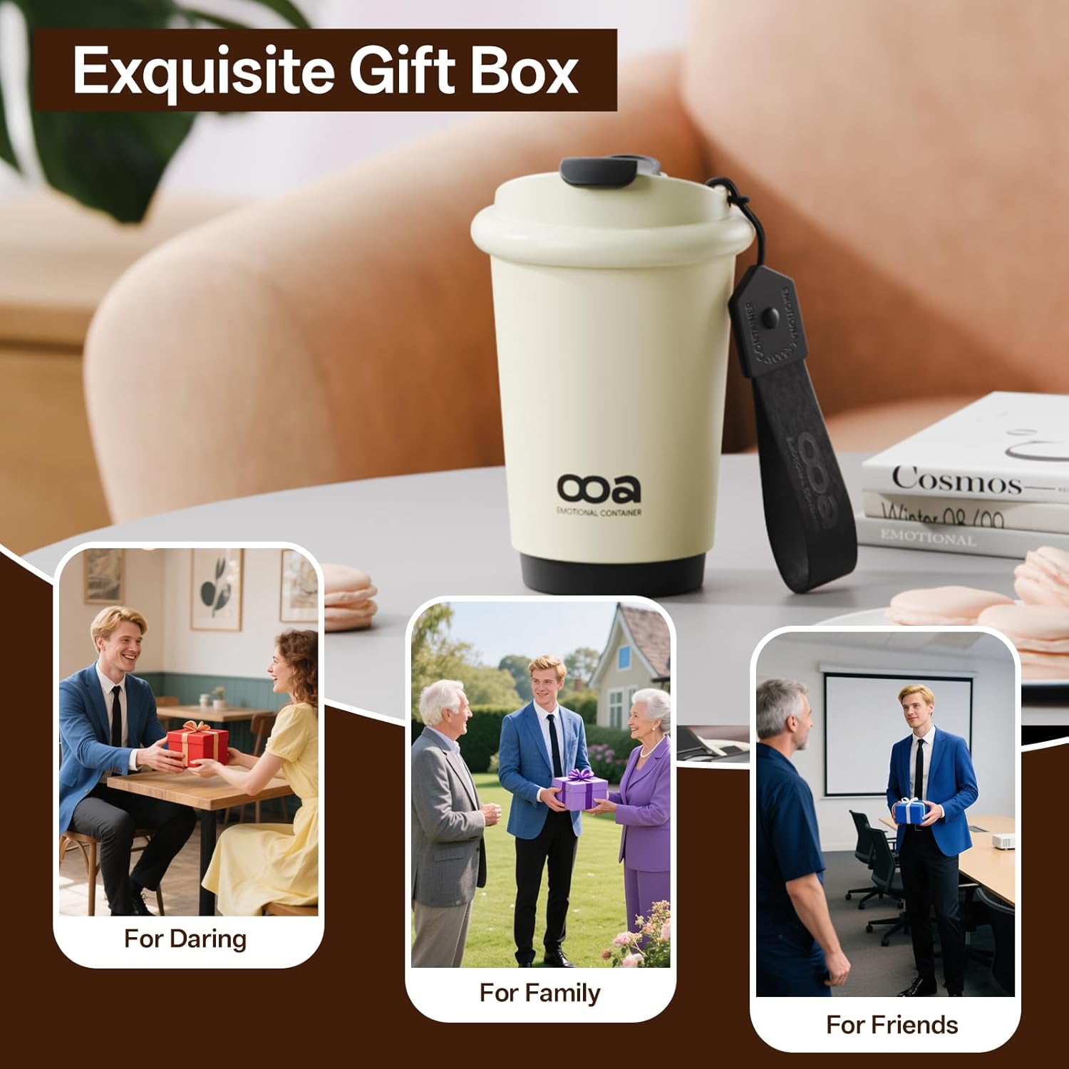 OOA Insulated Travel Coffee Mug,Flat-White 6H Insulation Coffee Cup with Lid and Straw,13Oz Stainless Steel Leakproof & Spill-Proof Tumbler for Hot and Cold Water - Image 7