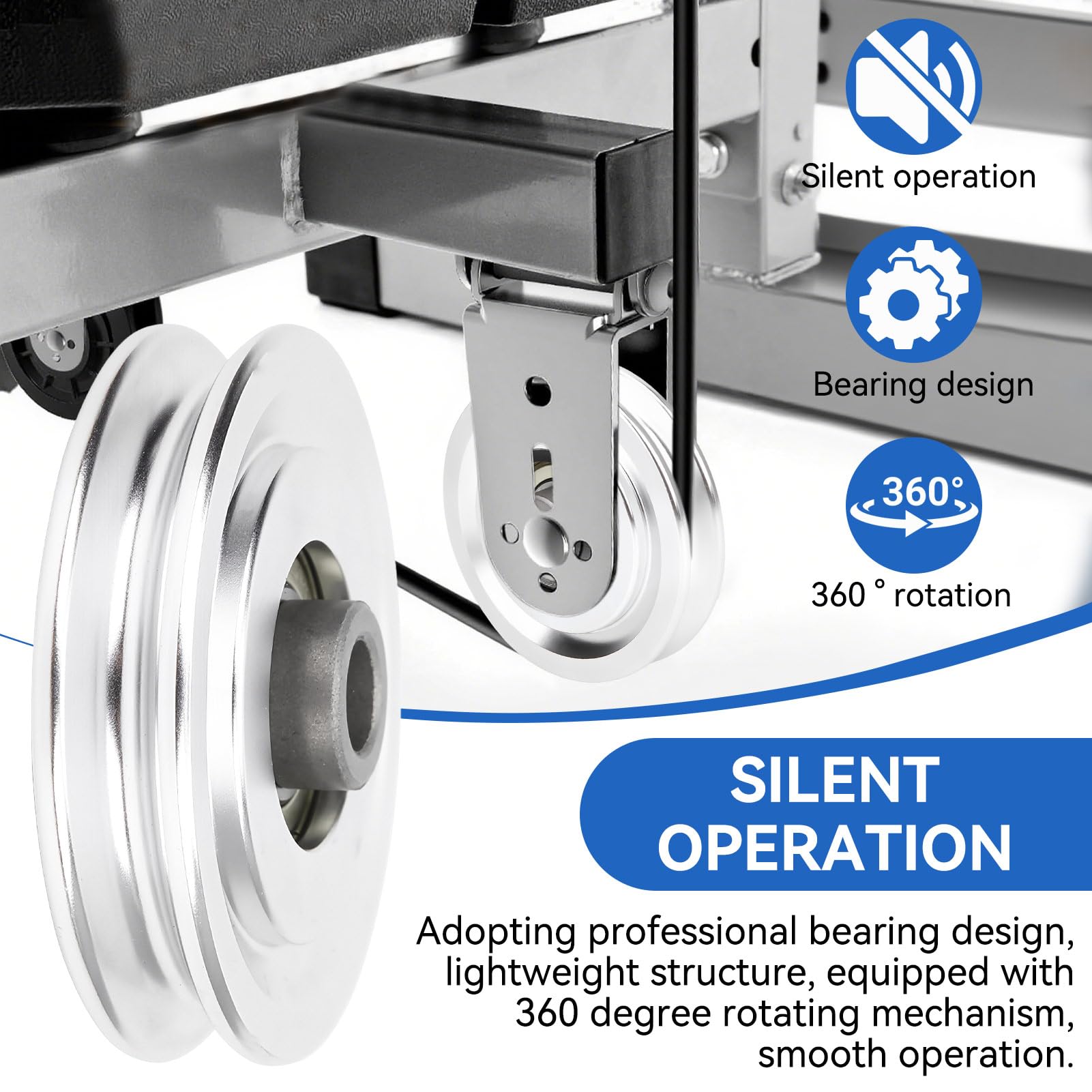 Aluminum Cable Machine Pulley Wheels - 2 PCS -4