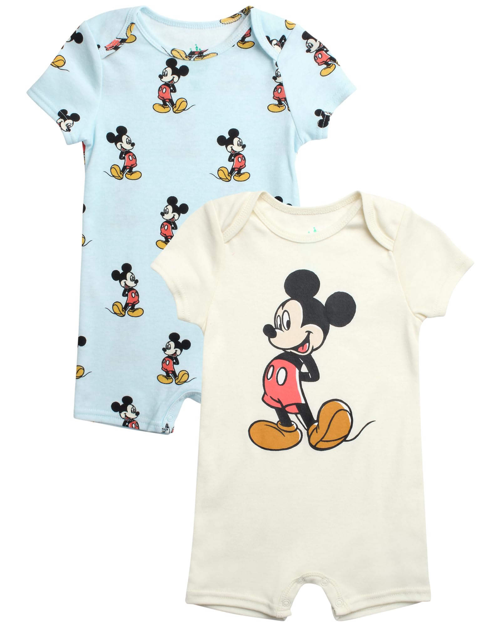 Disney Baby Boy Romper - 2 Pack Lightweight Short Sleeve Baby Romper Jumpsuit with Snap Closure Infant Newborn Boy Clothes