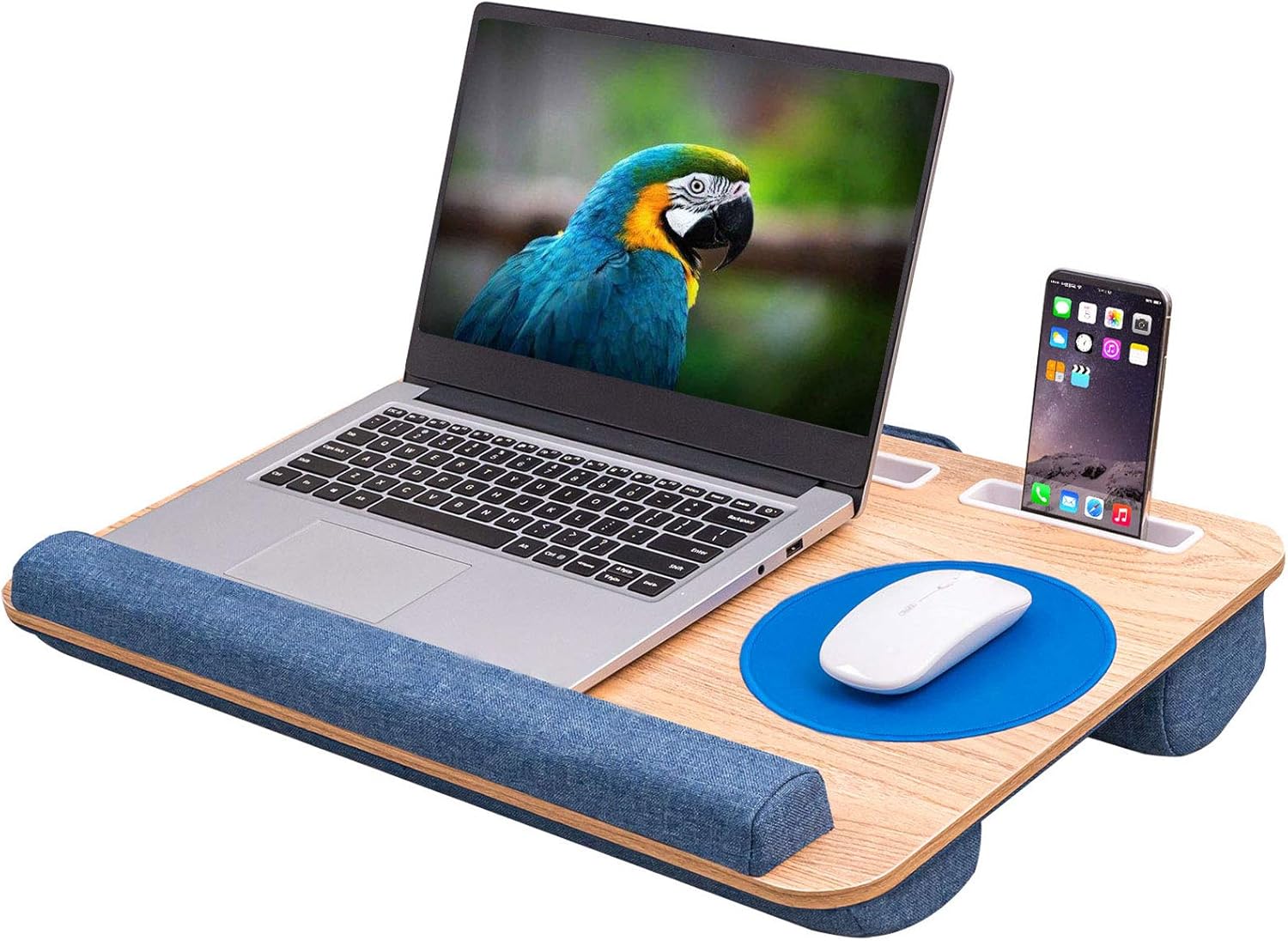 Exclusive Discount 90% Price DERIMIZZ Oversized Lap Desk with Cushion - Home Office Laptop Lap Desk Fits up to 17 inch Laptops, Built-in Mouse Pad and Wrist Rest for MacBook and Notebook, with Slots for Phone and Tablet