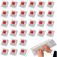 30 Keyboard Switches - Linear Switch, Keyboard Cross Shaft Switch | Mechanical Keyboard Switch Set, MX Compatible 3 Pin SMD Shaft Black, Blue, Brown, Red | Smooth Typing, Gaming Replacement