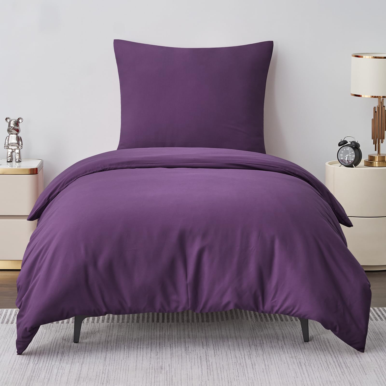 Aisbo Bettwäsche 155x220 2teilig Lila - Mikrofaser Bettwäsche-Sets mit Reißverschluss, ÖKO-TEX Bettbezug 155x220 cm 2tlg mit Kissenbezug 80x80 cm, Weich und Bügelfrei