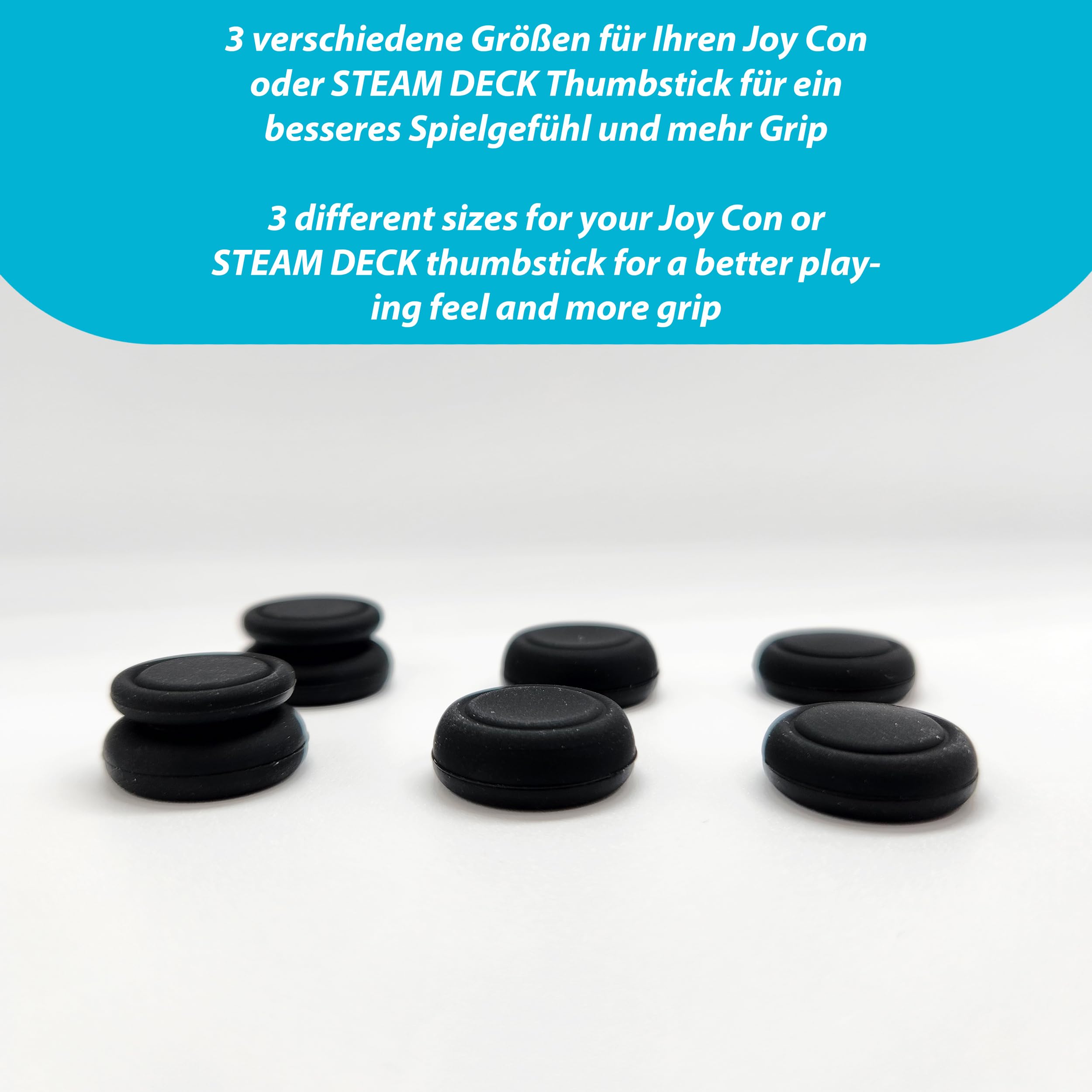 MatoSan® Lot de 6 capuchons de poignée Humbstick - Compatible avec les contrôleurs de console portables - Coussinets en silicone antidérapants pour une meilleure prise en main et protection - 3