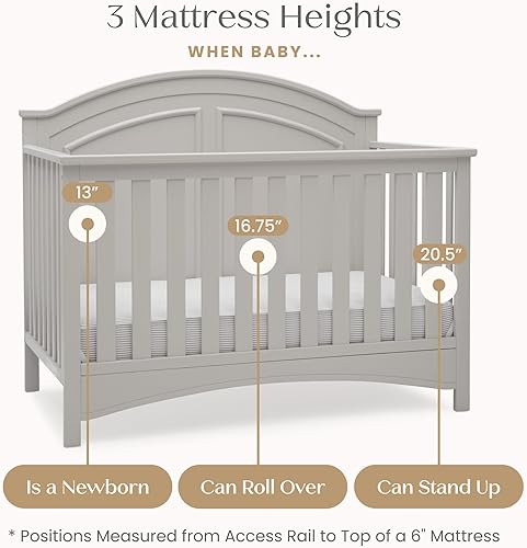 Miniatura 6 de Delta Children Perry - Cuna convertible 6 en 1, certificado Greenguard Gold, gris Moonstruck