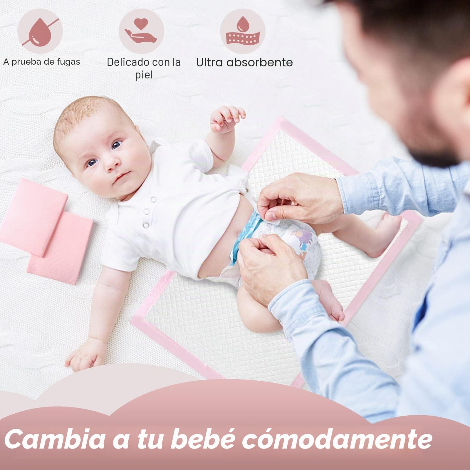 Paquete de 100 Almohadillas cambiadoras Desechables para incontinencia de bebé, ultrasuaves, superabsorbentes, Impermeables, 13 x 18 Pulgadas