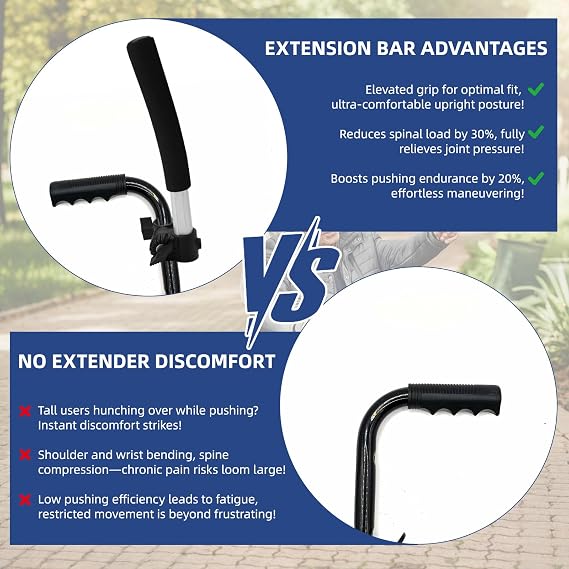 2PCS Wheelchair Handle Extenders, Adjust Stroller Handle Extender, Universal Fit for Wheelchairs and Strollers, Ergonomic Design for Tall Caregivers Reduce Back Pain