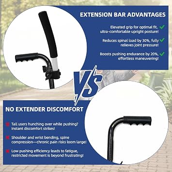 2PCS Wheelchair Handle Extenders, Adjust Stroller Handle Extender, Universal Fit for Wheelchairs and Strollers, Ergonomic Design for Tall Caregivers Reduce Back Pain