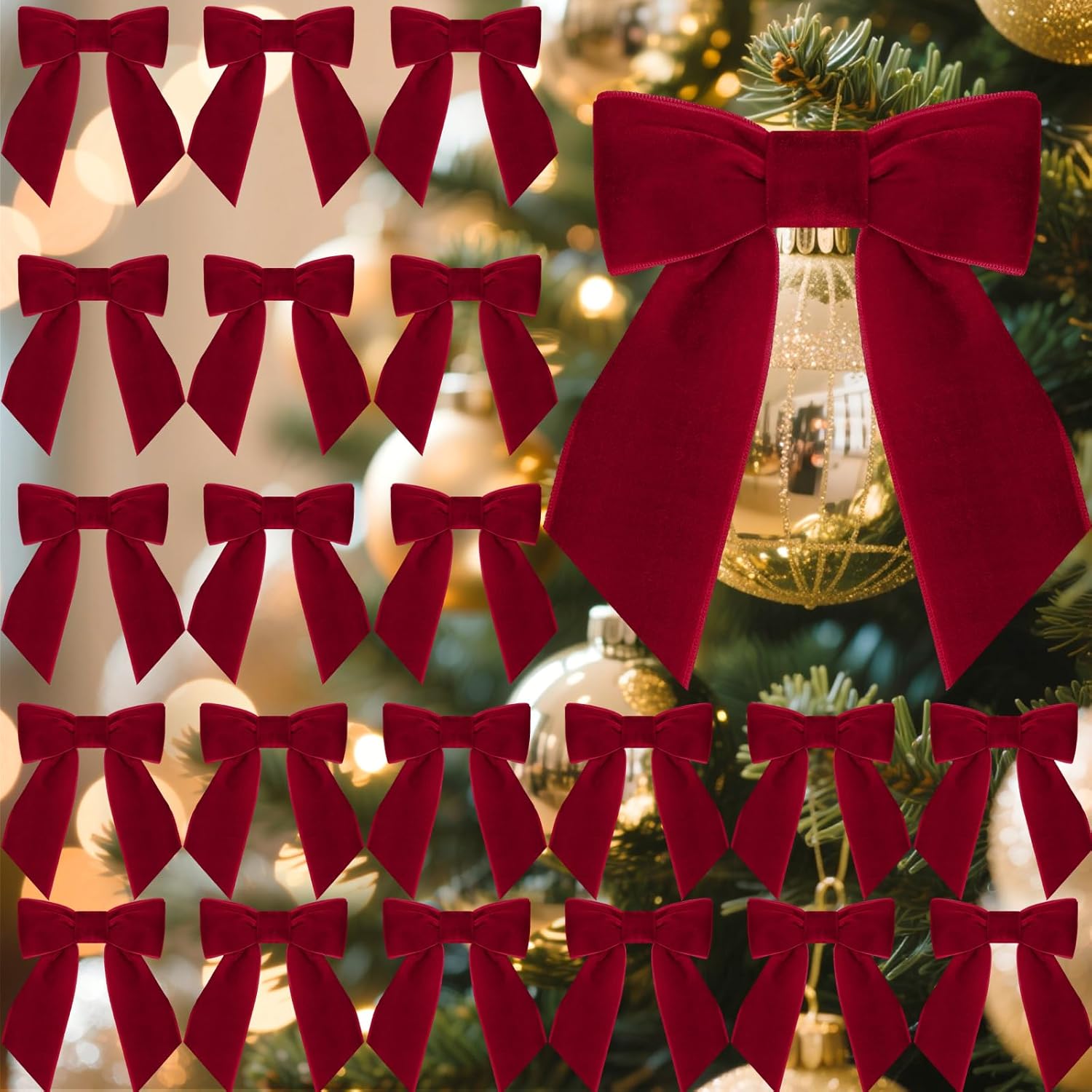 30 Pcs Velvet Ribbon Bows 5" x 4" Pre Tied Christmas Velvet Bows with Twist Tie for Gift Packaging Christmas Tree Wreaths Door Windows Wedding Party Decoration(Burgundy) Burgundy 5" x 4"