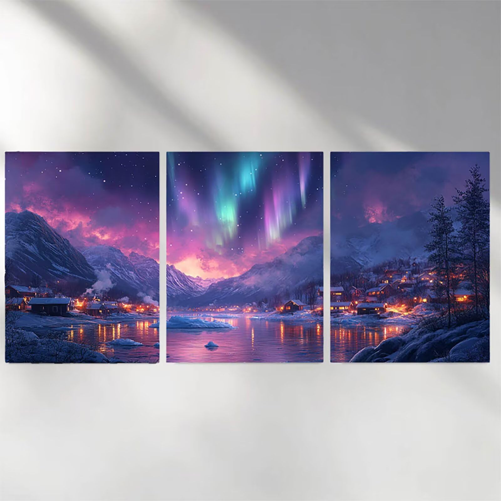 3 Pezzi Diamond Painting per Adulti Aurora 5D Diamond Painting Crystal Art Ricamo Quadrato Pequeñoggio per Principianti Adulti, Arredamento per la Casa Decorazioni da Parete 60x90cm a-6192