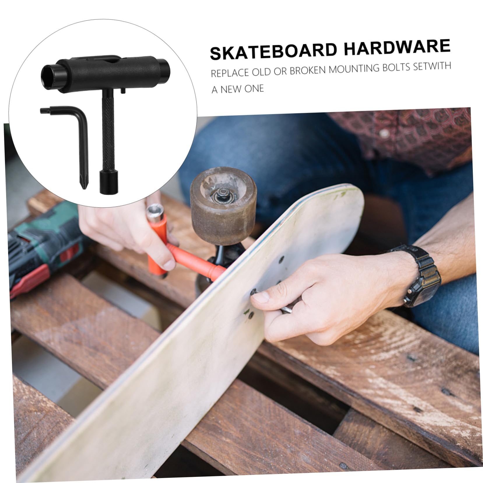 ARTSEWPLY Skateboard Tool Wrench Durable Screwdriver for Standard Board Maintenance Compact Design for for Adjusting Screws and Assembly Black