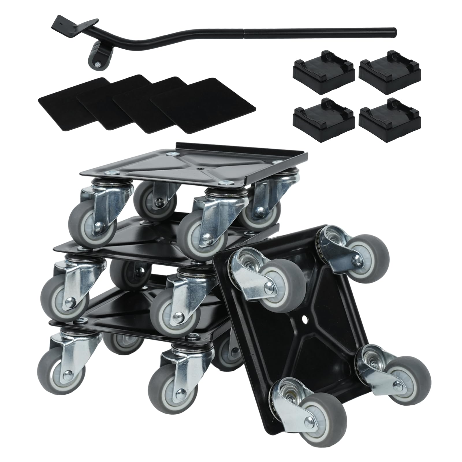 Furniture Movers Set of 4, Enhanced Furniture Dollies with Furniture Lifter for Moving Heavy Furniture, Bearings in Rubber Wheels Center 880 lbs Capacity