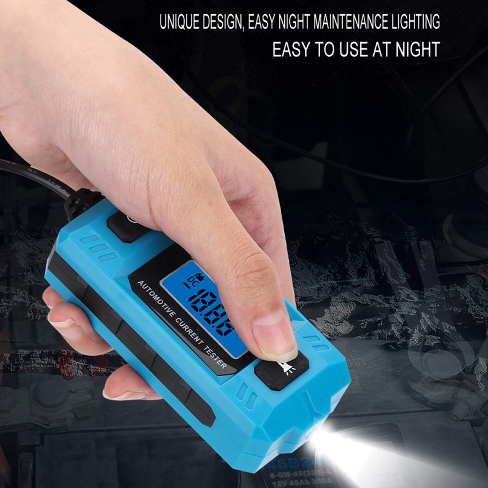 Tester per la sonda di guasto del circuito automobilistico, tester di corrente ad alta precisione, 20 A 48 V, controllo della lama del fusibile del relè per auto con luce anteriore e schermo LCD