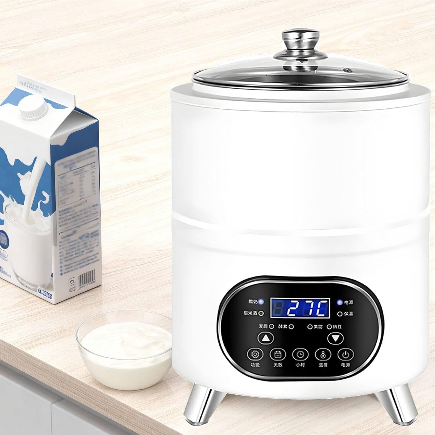 8l/12l Yogurt Fermentation Machine,Commercial Yogurt Maker,360° Constant Temperature Fermentation,with Timing & Temperature Control,for Homemade Yogurt Natto Rice Wine White-8L