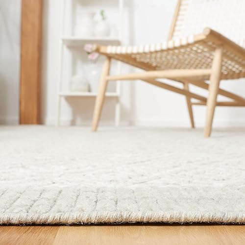 Miniatura 3 de MARTHA STEWART x SAFAVIEH MSR9604G - Alfombra de lana hecha a mano para sala de estar, comedor y dormitorio, 9 x 12 pies, grismarfil