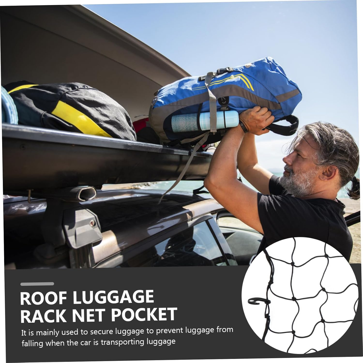 Gatuida 1pc Cargo Net Bag Blackc Black Ish Tie Down Net for Truck Car Racks for Roof Car Luggage Netting Auto Roof Cargo Net Elastic Cargo Net Cars Luggage Netting for Car The Roof Rubber, 180X120CM